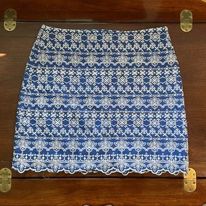 Blue and White Embroidered Skirt